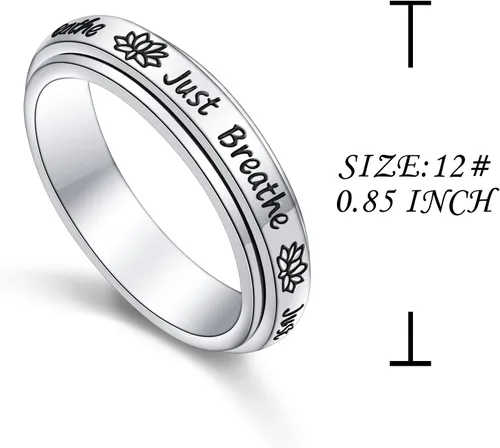 Miniatura 41 de Anillos giratorios de plata de ley S925 para ansiedad, preocupación, aliviar el aburrimiento, TDAH, autismo, banda para mujeres y adolescentes