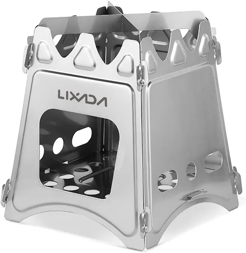 Miniatura 7 de Lixada Estufa de leña plegable y ligera de acero inoxidable, estufas de leña portátil para acampar al aire libre, senderismo, mochilero, picnic