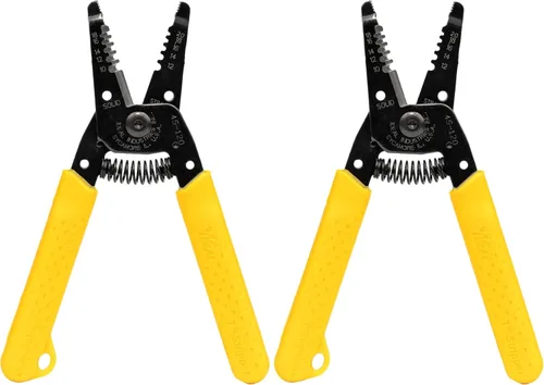 IDEAL Electrical 45-120 T-5 T-5 - Pelacables amarillo con agujeros de bucle, nariz de alicate, apertura automática con resorte (paquete de 2)