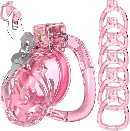 Miniatura 9 de Jaula de Castidad Masculina - Jaula de Polla de Silicona Suave con 6 Anillos Ajustables, Dispositivo de Bloqueo de Pene Ligero, Diseño Invisible