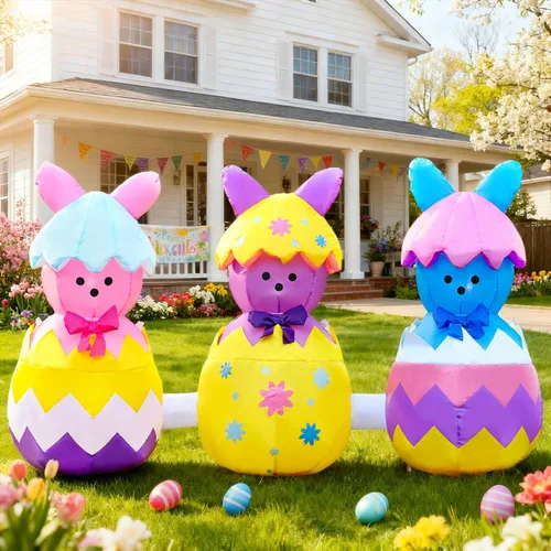Miniatura 14 de Decoraciones inflables de Pascua para exteriores de 6 pies, con luces LED integradas, decoración de patio, para fiestas de Pascua, al aire libre