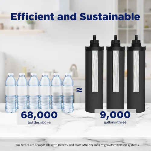 Miniatura 3 de Membrane Solutions Elementos filtrantes de reemplazo del sistema de filtración de agua por gravedad de encimera UV - 6 paquetes (U3P)