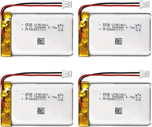 EEMB Paquete de 4 baterías de polímero de litio de 3.7 V 1800 mAh 963450 Lipo con conector JST de cable para altavoz y dispositivo inalámbrico,