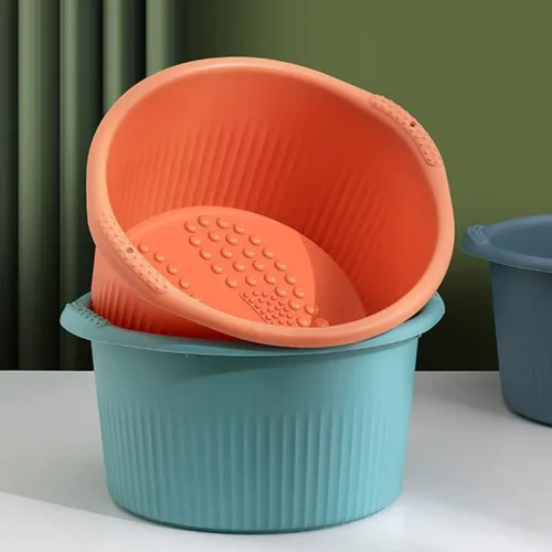 Miniatura 2 de Healifty Bañera de baño para remojar los pies: pedicura bañera de hidromasaje de pies barril cubo de remojo con cuentas para naranja
