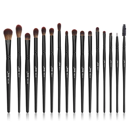 Jessup Juego de brochas de maquillaje veganas con corrector en polvo, sombra de ojos, brocha para delineador de ojos, 16 piezas, cepillo cosmético
