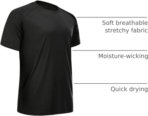 Miniatura 46 de Camisetas de entrenamiento para hombre, de manga corta, de secado rápido, atlético, gimnasio, activo, absorbe la humedad