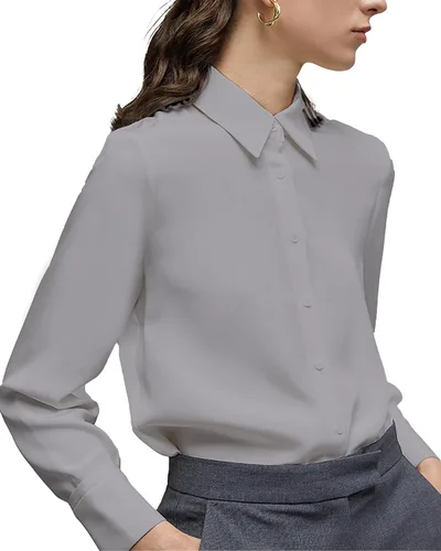 Miniatura 18 de Camisa clásica de botones para mujer, manga larga con cuello, blusa de gasa para trabajo y oficina