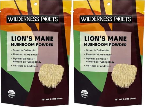 Miniatura 13 de Wilderness Poets, Polvo orgánico de hongos melena de leones, cultivado en California, tamaño a granel (16 onzas - 1 libra)