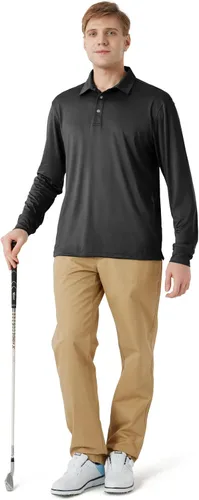 Miniatura 2 de NAVISKIN Camisas polo para hombre, de secado rápido, UPF 50, manga larga y corta, que absorben la humedad