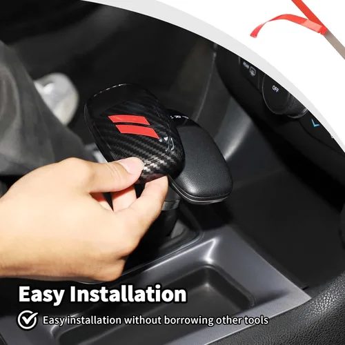 Miniatura 4 de JWWY Pomos de palanca de cambios para Dodge Challenger Charger 2015-2025+ Durango 2018-2025, accesorios interiores, fibra de carbono roja Rojo