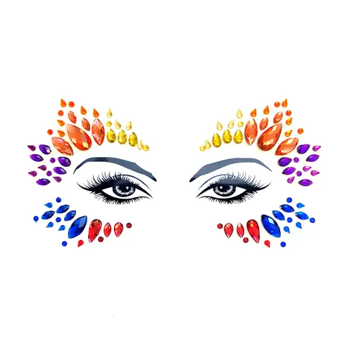 Miniatura 41 de Neva Nude Tatuaje facial de mariposa con purpurina morada con joyas de cristal brillante, adhesivo de grado médico, impermeable y resistente al