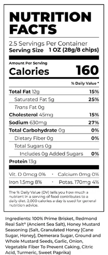 Miniatura 3 de BEEFY Meat Chips - Mostaza Miel - 2.5oz. 100% Prime Brisket. 13g de proteína por onza.