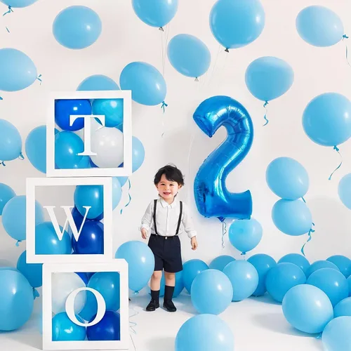 Miniatura 4 de Globos azules con número 2 de 40 pulgadas, globos grandes de helio de aluminio con número, globos gigantes de Mylar número 2 para decoración