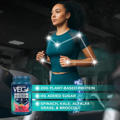 Miniatura 3 de Vega Protein + Supergreens - 20g de proteína a base de plantas, sabor a bayas, 26 porciones, verduras y vegetales reales, vegano keto, 0g de azúcar