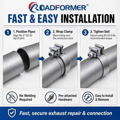 Miniatura 6 de ROADFORMER Abrazadera de escape de 1.75 pulgadas de acero inoxidable de banda estrecha para reparación de tubos de escape, silenciador y sistema