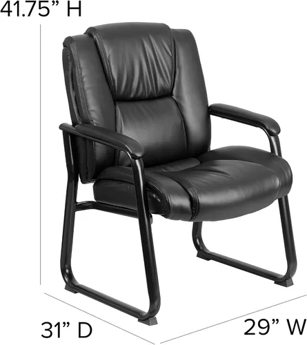 Miniatura 3 de Flash Furniture LeatherSoft - Silla de recepción ejecutiva con reposabrazos acolchados y base de trineo, silla lateral tapizada para sala de estar u