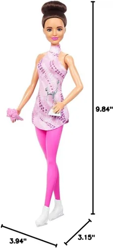 Miniatura 7 de Barbie Careers Fashion Doll & Accesorios, Morena Patinadora de Hielo en Traje Rosa Desprendible con Patines de Hielo y Trofeo
