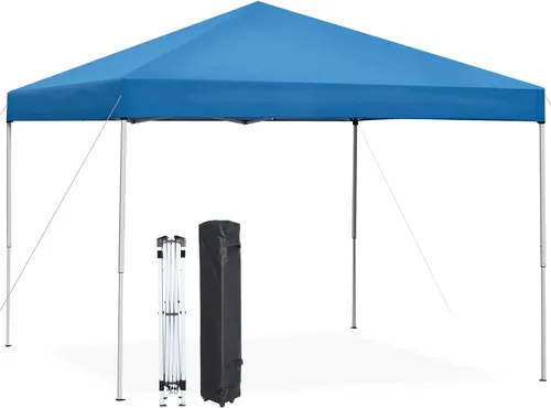 Tienda de campaña desplegable de 10 x 10 pies, toldo instantáneo para exteriores con bolsa de transporte con ruedas, 4 cuerdas, patas rectas,