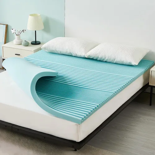 Miniatura 9 de Releep Cubrecolchón de espuma viscoelástica con gel refrescante de 2 pulgadas tamaño King, Cubrecolchón de cama de 5 zonas para alivio del dolor