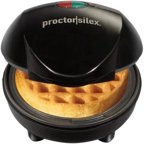 Miniatura 9 de Proctor Silex - Mini máquina para hacer gofres doble con rejillas redondas antiadherentes de 10 cm, hace 2 gofres Keto personalizados y croquetas