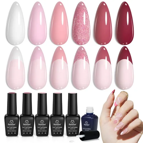 Miniatura 24 de Beetles - Juego de esmaltes de uñas en gel neón, 6 colores, rosado intenso, naranja, amarillo, verde, azul y morado, semipermanentes, uso