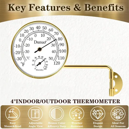 Miniatura 3 de Termómetro para exteriores, resistente a la intemperie y medidor de temperatura exterior decorativo para ventana, accesorios de invernadero y patio