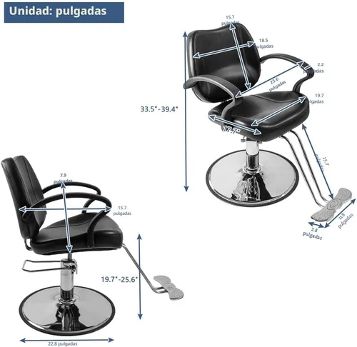 Miniatura 5 de Winado Silla de peluquería para salón de belleza con altura de asiento ajustable de 6 pulgadas y rodillo de 360 grados, soporta hasta 330 libras