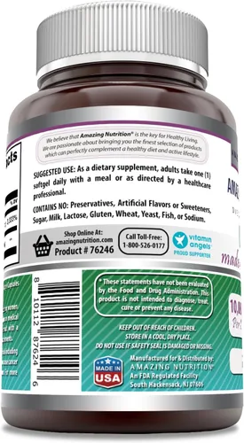 Miniatura 3 de Amazing Formulas Biotina con suplemento de aceite de coco orgánico extra virgen, 10000 Mcg, cápsulas blandas, sin OMG, sin gluten, fabricado