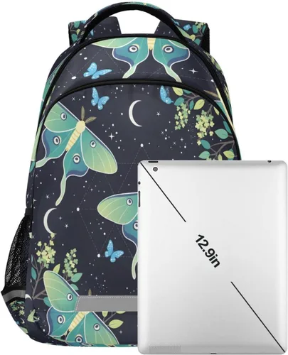 Miniatura 7 de ALAZA Mochilas de viaje con diseño de mariposa, luna y estrella, color azul turquesa, mochila escolar para hombres, mujeres, adolescentes y niños