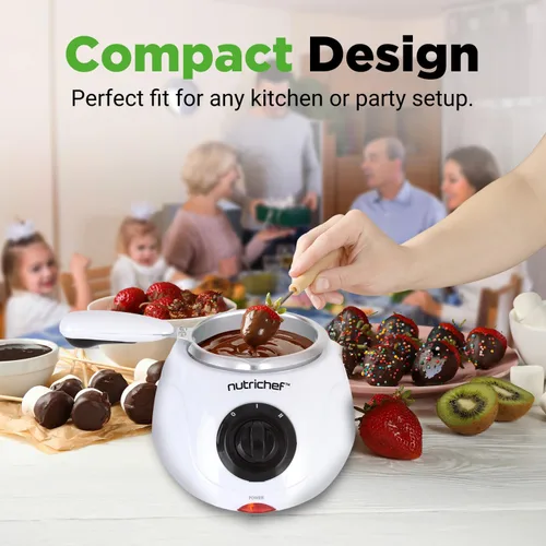Miniatura 4 de NutriChef Olla eléctrica para fondue Calentador de chocolate de 25 W Capacidad de 8.8 onzas Función de inmersión para mantener caliente y olla