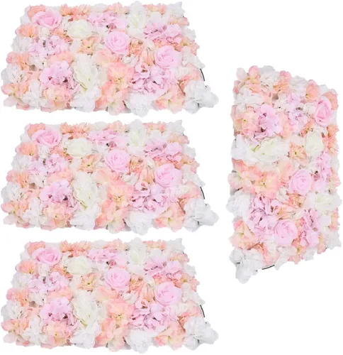 Miniatura 28 de Paneles de flores para decoración de pared, panel de fondo de pared de flores artificiales, decoración de flores, 23.6 x 15.7 in (24 x 16 pulgadas)