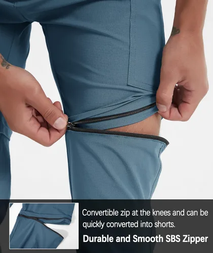 Miniatura 30 de Pantalones de senderismo para hombre, convertibles, con cremallera, ligeros, impermeables, de secado rápido, pesca al aire libre, viajes, safari