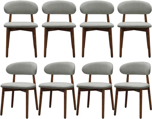 Miniatura 30 de Juego de 2 sillas de comedor de granja, modernas sillas de comedor de madera de mediados de siglo, sillas de comedor tapizadas de tela de granja
