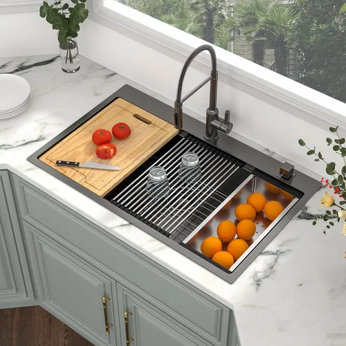 Miniatura 23 de Kichae Fregadero de Cocina de 21x20 Pulgadas, Fregadero de Barra Pequeño, Fregadero de Acero Inoxidable, Montaje Superior, Montaje Inferior