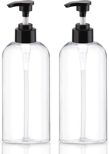 Miniatura 7 de Botellas Dispensadoras de Bomba de Plástico Vacías Paquete de 2 Botellas con Bomba Recargables Transparentes para Champú, Jabón Líquido, Aceite