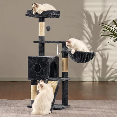 Miniatura 2 de Hey-brother Árbol para gatos, torre para gatos de 42.5 pulgadas para gatos de interior, condominio de felpa de varios niveles con poste rascador