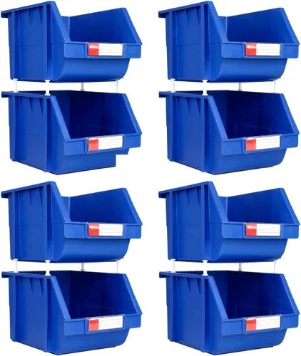 Miniatura 14 de Paquete de 2 cubos de almacenamiento apilables, organizador de polipropileno resistente de 8.4 x 11 x 6.9 pulgadas, diseño colgante y de conexión