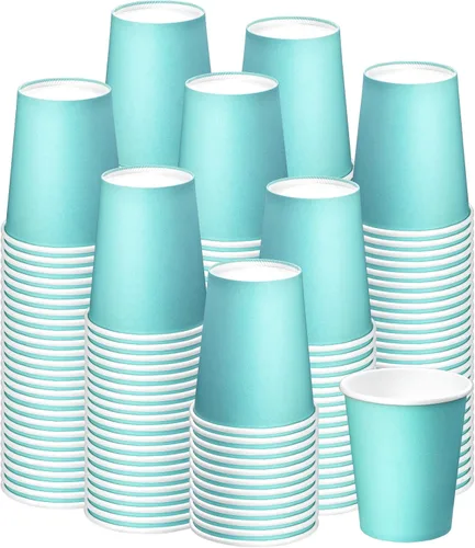 Vasos de papel de 8 onzas, paquete de 150 unidades, tazas de café de papel desechables para bebidas calientes o frías para fiestas, picnic, Azul