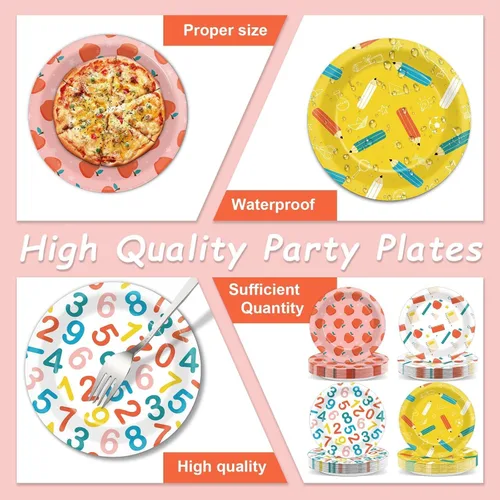 Miniatura 3 de CHUNNIN 48 platos de papel para fiesta de regreso a clases, suministros de fiesta de temporada escolar, 7 pulgadas, platos desechables