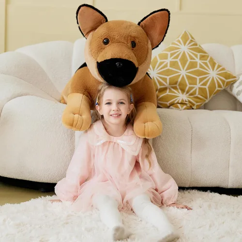 Miniatura 3 de IKASA Juguete de peluche de perro pastor alemán gigante, juguetes suaves grandes y grandes, 30 pulgadas, lindo peluche mullido de gran