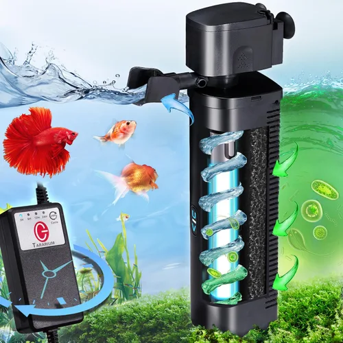 Miniatura 13 de Filtro U-V para acuario de 300 GPH para tanque de peces grande de 80-200 galones, potente bomba sumergible interna, máquina limpiadora de agua