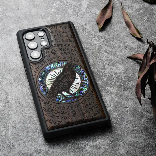Miniatura 3 de Carveit Funda de madera para Samsung Galaxy S22 Ultra [grabado de madera e incrustaciones de carcasa] Funda de madera compatible con cargadores