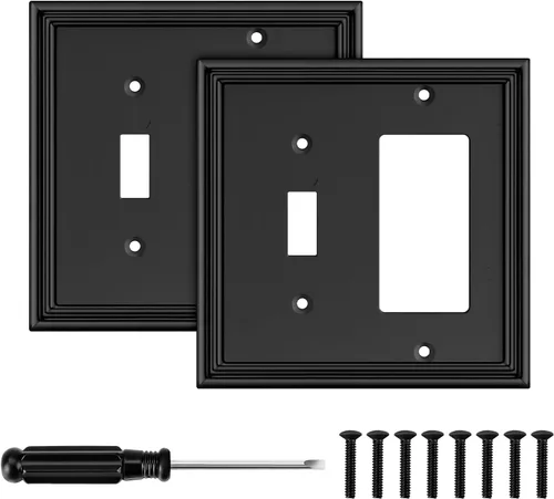 Miniatura 7 de Placa Decorativa Moderna Negra para Interruptor de Luz Cubierta de Interruptor de Luz Cubiertas de Tomacorriente Decorativo Placas de Interruptor