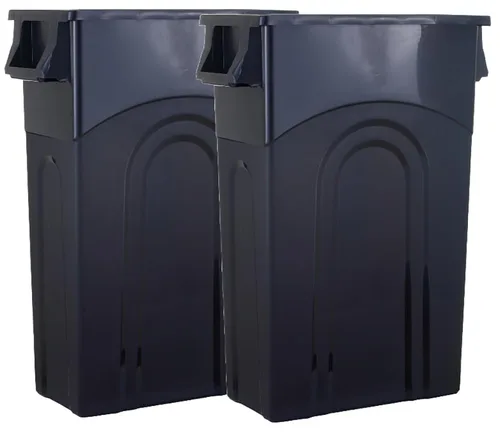 Miniatura 8 de United Solutions Highboy - Papelera de plástico para reciclaje de 23 galones con tapa, asas de paso y borde del recogedor, color azul Reciclar Azul