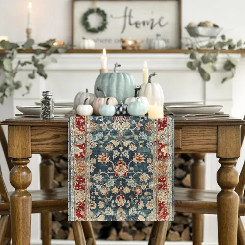 Miniatura 2 de Artoid Mode Camino de mesa estilo bohemio rojo, decoración mágica rústica de granja para cocina y comedor de otoño para decoración de fiesta