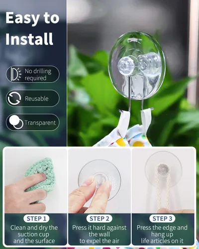 Miniatura 6 de Pawfly Paquete de 30 ventosas para vidrio, pequeñas ventosas de goma para el hogar, cocina, baño, organización, decoración de Navidad