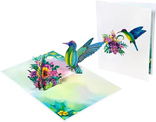 Miniatura 7 de GREETING ART Tarjeta de cumpleaños de colibrí desplegable para mujeres, esposa, abuela, tarjeta de felicitación emergente 3D para el día