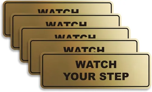 Miniatura 19 de Signs ByLITA Letrero estándar para pared o puerta con texto en inglés «Watch Your Step», señalización de salud y seguridad (negro), mediano