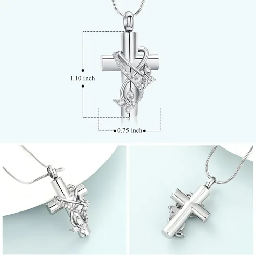 Miniatura 2 de Imrsanl Collar de urna de cruz de mariposa para cenizas, hombres y mujeres, joyería de cremación, colgante de cenizas para cenizas conmemorativas
