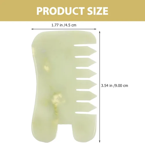 Miniatura 4 de Healifty Peine de pelo de jade para masaje del cuero cabelludo y terapia Gua Sha, peine de raspado de jade de doble propósito para belleza capilar